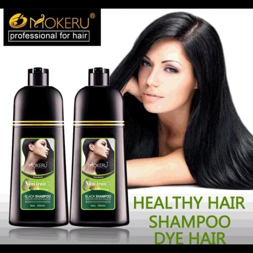 2 Pc/Lot Mokeru Noni Herbal Black Hair Magic Fast Hair Dye Shampoo For Women Permanent Black Color Hair Dying Shampoo