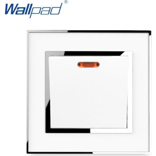 20A Water Heater Switch Acrylic Panel With Silver Border Wallpad Push Button with LED Indicator 20A AC110-250V
