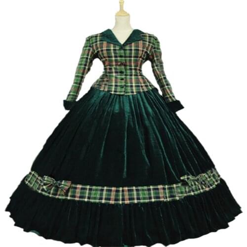 Civil War Gown Period Dress Tartan Velvet Reenactment Theatre Clothing