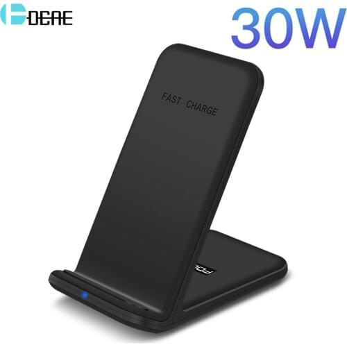 DCAE 30W Qi Wireless Charger Stand For iPhone 12 11 XS X XR 8 Induction Type C Fast Charge Dock for Samsung S20 S10 Phone Holder