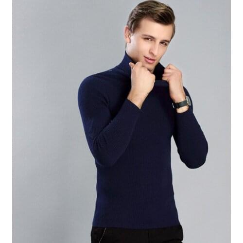 MRMT 2021 Brand Autumn and Winter New Mens Thick High Collar Sweater Solid Color for Male Fashion Casual Slim Tops Sweater