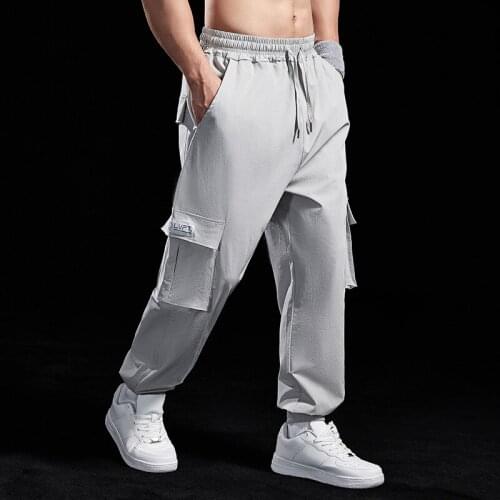 Mens Leisure Cargo Pants Elastic Multi-pocket Joggers Sweatpants Autumn Track Pants Men Gym Fitness Workout Trousers Sportswear