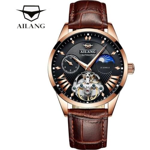AILANG Luminous Fashion Business Men Watch Waterproof Mens Watches Top Brand Luxury Automatic Tourbillon Skeleton Sport 8607A