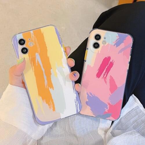 Art Colorful Geometric oil painting Phone Case For iPhone 11 12 Pro Max 7 8 Plus X XR XS 12Pro Shockproof Graffiti Back Cover