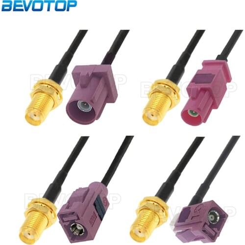 Violet Fakra H Male / Female to SMA Female Jack 50Ohm RG174 Cable Adapter Car Antenna Extension Cord RF Coaxial Pigtail Jumper