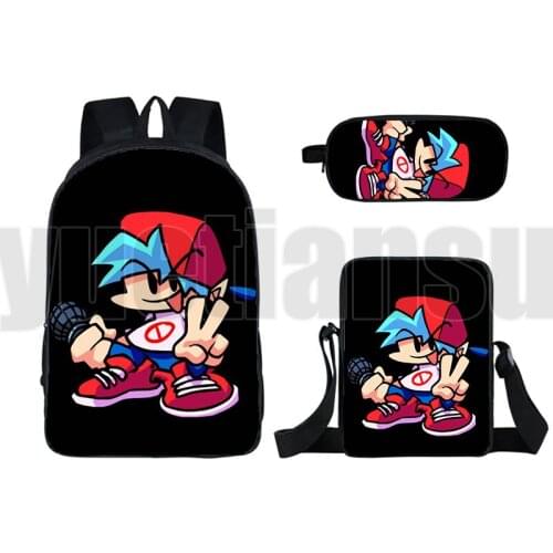 Hot Game Cosplay 3D Friday Night Funkin Backpack Children School Bag Back To School 3pcs Gift Boys Girls High Quality Travel Bag