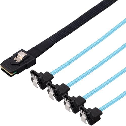 LBSC 1M Mini SAS 36P SFF-8087 To 4 SATA 7Pin 90 Degrees Target Hard Disk Data Cable