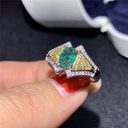 Natural Emerald 925 sterling silver ring Women ring Simple design Best gift Emerald ring