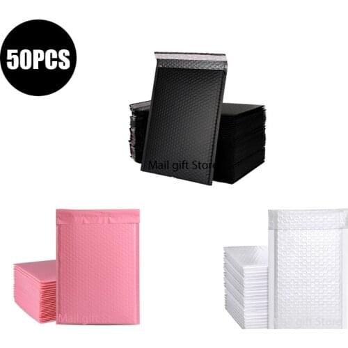 50PCS Mailer Poly Bubble Padded Mailing Envelopes For Mailer Gift Packaging Self Seal Bag Bubble Padding Black White Pink