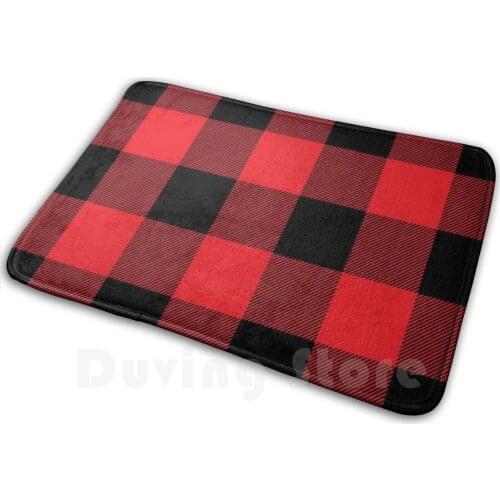 Red And Black Plaid Cloth Face Mat Rug Carpet Anti-Slip Floor Mats Bedroom Carpet Quarantine Face Inhale Breath Oxygen Children