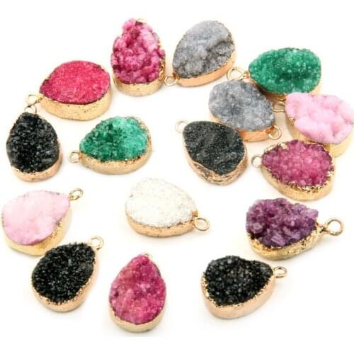 Natural stone pendant drop type Purple quartzs pendant necklace for DIY jewelry best birthday gift size 24x15x8mm