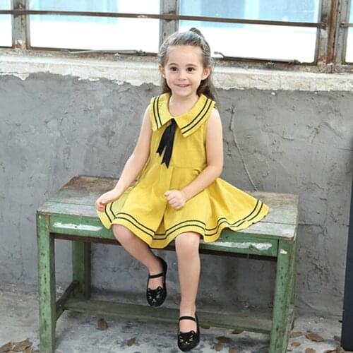 Girls Summer Dress Sleeveless Solid Cotton Princess Dresses Kids Dresses For Girls Children Clothing Vestido Infantil Robe Fille