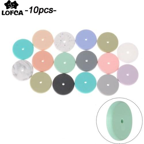 LOFCA 10pcs Coin silicone beads Baby Disc Teether Round BPA Free DIY Necklace Pacifier Chewable Chain Teething Care For Baby