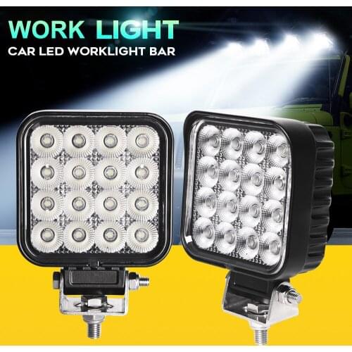 48W Square LED WorkLight Bar With DRL Spot Light For Lada Truck 4x4 SUV ATV Niva 12V 24V Auto Driving Light Jeep SUV ATV TRUCK