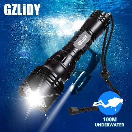 Powerful Diving LED Flashlight Super Bright T6/L2 Torch Professional Underwater Lights IPX8 Waterproof Dive Light 18650 Lantern