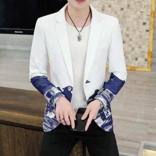 2021 Mens Spring and Autumn Handsome Slim-Fitting blazer off Youth Leisure Gradient Printing blazer