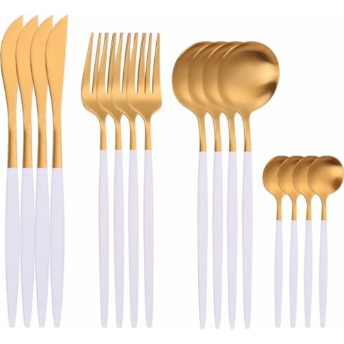 16Pcs Matte Stainless Steel Cutlery Tableware Set Dinnerware Dinner Flatware Set Kitchen Forks Knives Spoons Set Thin Silverware