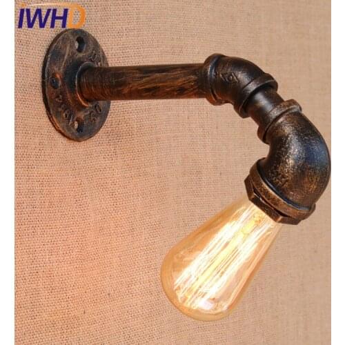IWHD Loft Industrial Wall Lamp Antique Edison Wall Sconce Bulb E27 Vintage Pipe Wall Light Fixtures For Dining Room Lighting