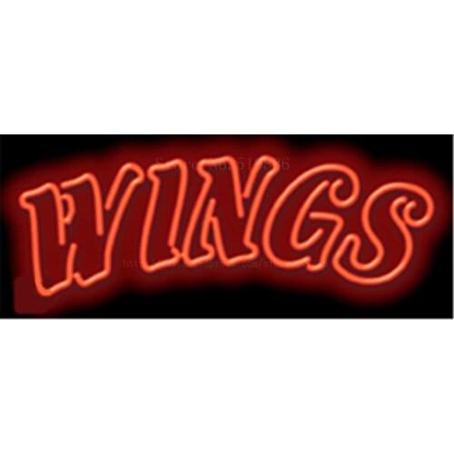 Wings NEON SIGN REAL GLASS BEER BAR PUB LIGHT SIGNS store display Restaurant Advertising food wings dining drink Lights 17*14"