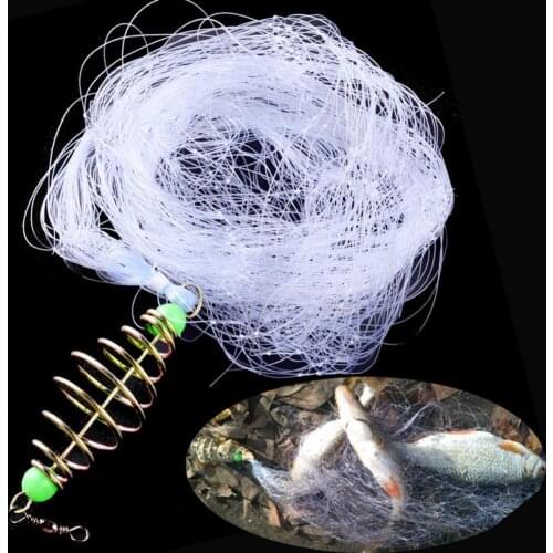 Nylon Fish Net Mesh Trapper Metal Spring Hook Shoal Netting Fishing Gear Tackle