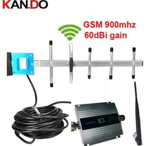 New model gain 55dbi w/ 10 Meter cable and yagi antenna LCD display function GSM 900Mhz mobile phone signal booster and repeater