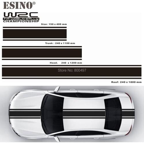 New WRC FIA World Rally Championship Stripe Set Car Hood Roof Trunk Vinyl Sticker Racing Rally Sports PVC Decal Car Accessories