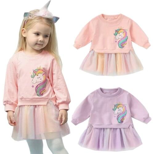 Girl Princess Skirt Girl Dress Girl Child Unicorn Long Sleeve Dress Girl Princess Tulle Dress Spring And Autumn Dress