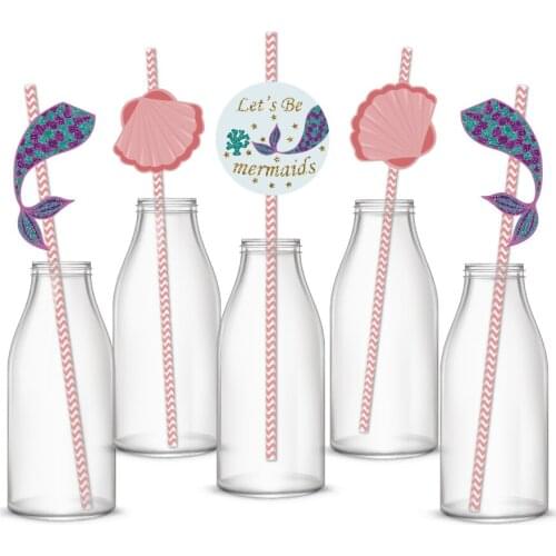 Mermaid Theme Party Drinking Straw Lets Be Mermaid Happy Birthday Party Straws Baby Shower Decoration Party Supplies