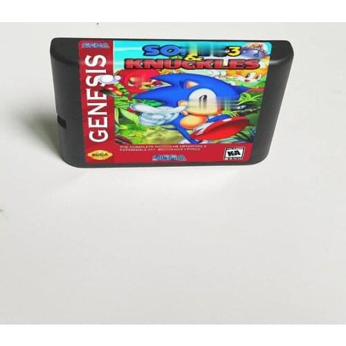 Soniced 3 & Knuckles - 16 Bit MD Game Card for Sega Megadrive Genesis Video Game Console Cartridge