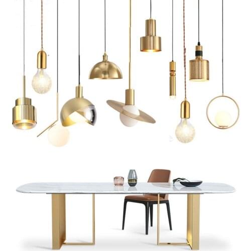 Modern Fashion Metal Pendant Lamp Nordic Glass Pendant Lights Bedroom Living Room Bar Cafe Restaurant LED Hanging Light