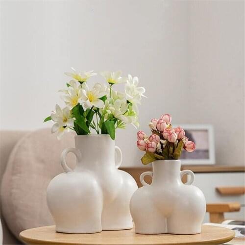 Tabletop Vase Body Art Bust Statue Ceramic Flower Holder Crafts Figurines Home Decoration Modern Pot