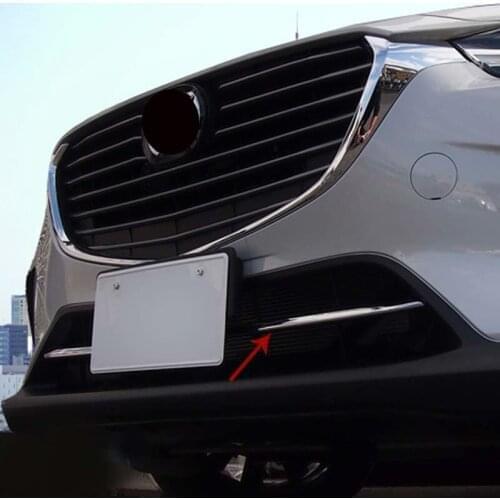 Exterior Car Styling Chrome Bottom Central Grill Grille Trim 2Pcs ABS For Mazda CX-3 CX3 2015 2016 2017 2018