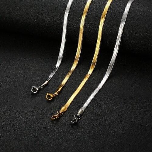Vnox 4mm Snake Chain Choker Necklaces for Women Gold and Tone Stainless Steel collar femenino Length Adjustable