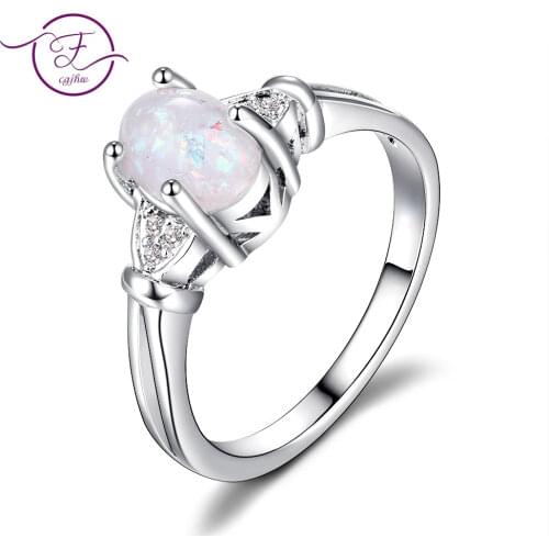 High Quality 6X8MM Oval Opal Rings Wholesale Rings For Girl Womens Fine Jewelry New Trendy 2018 Party Ring On Sale