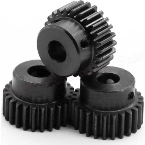 2 pcs Spur Gear 1Modulus 15/18/20/24/25 Teeth 5/6//8/10/12 Bore 45# Steel Gear, Blackening Treatment,Great power transmission