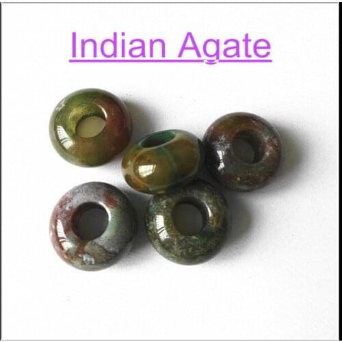 12pcs/lot nature indian agatee stone european beads accessories jewelry beads for bracelet making size 8x14mm hole size 5mm