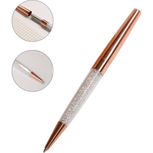 12Pcs/Lot Rose Gold /Silver Pen Diamond Pens Fine Black Ink Crystal Ballp C5AE