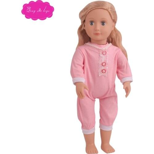 18 inch Girls doll clothes Cute pink one-piece suit American new born dress Baby toys fit 43 cm baby dolls c795