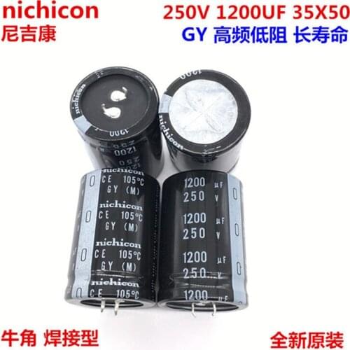 2PCS/10PCS 1200uf 250v Nichicon GU/GR/GY 35x50mm 250V1200uF Snap-in PSU Capacitor
