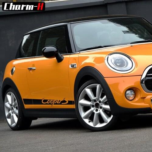 2pieces Cay Styling Side Decal for Mini Cooper S F56 2014-2018 Side Stripe Lettering Graphics Decal Stickers Accessories