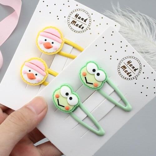 2Pcs/Set New Child Cute Bear Rabbit BB Clip Korean Version Simple Girls Metal Side Clip Baby Hair Clips Cartoon Animal Headdress