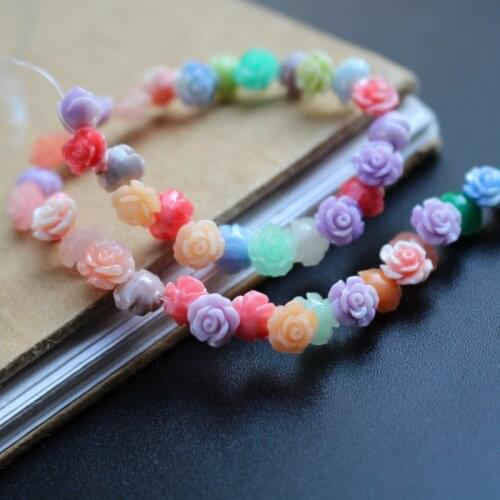 50Pcs 6mm Double Colored Artificial Coral Beads Cabochon Camelia Flower Multi-Color Fashion Beads for Jewelry making DIY