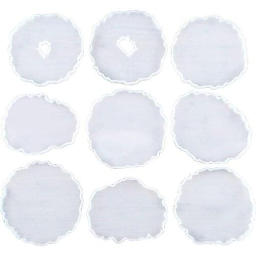 9Pcs Irregular Agate Coaster Resin Casting Mold Handmade Silicone Resin Molds DIY Coaster Mould for Jewelry Making DIY