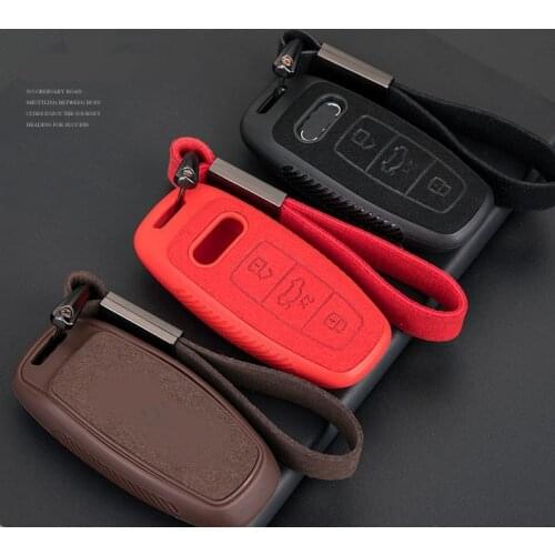 Car Suede Leather Key Case Cover Bag For Audi Q3 Q5 Q8 Q7 Sline C5 C8 A4 B6 B7 B8 B9 TT 80 S6 A1A4 B8 A5 A6 A7 A8 D5 TT 8P 8L