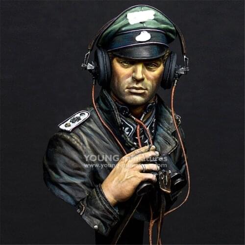 Normandy War Armored Commander Resin Bust Kit 1/10 Scale Assembly Model Figure Resin Kit Bust Colorless Self-Assembled Toy