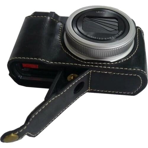 PU Leather case camera bag half body For panasonic TZ200 ZS220 portable Cover With Battery Opening