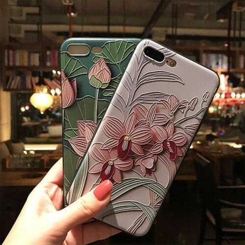 Ink Flower 3D Emboss Phone Case for Samsung S10e S8 S9 S10 S20 Ultra Plus Note 8 9 10 Plus Soft Back Covers