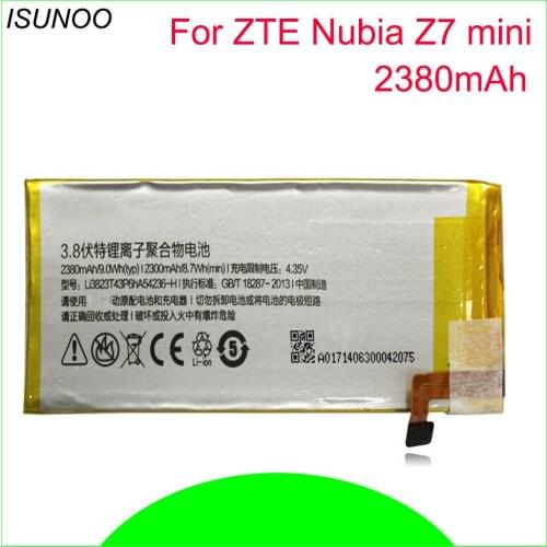 ISUNOO 10pcs/lot Battery For Z7 mini Li-ion Battery Replacement For ZTE Nubia Z7 mini NX507J 5.0 inch 2380mAh