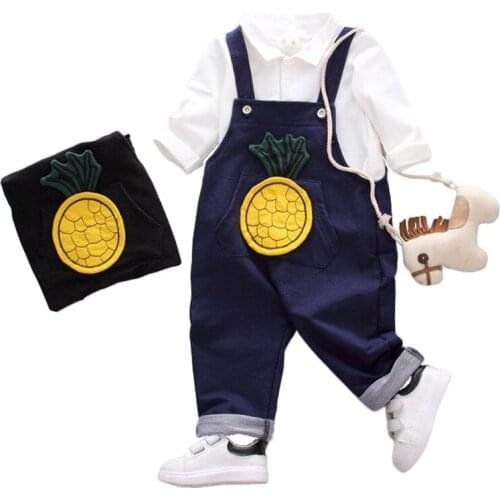 Toddler Boys Clothing Set Spring Childrens Bib Suit Korean Boys Outfits Denim Overalls Shirt Two Sets Boutique Kids Clothing