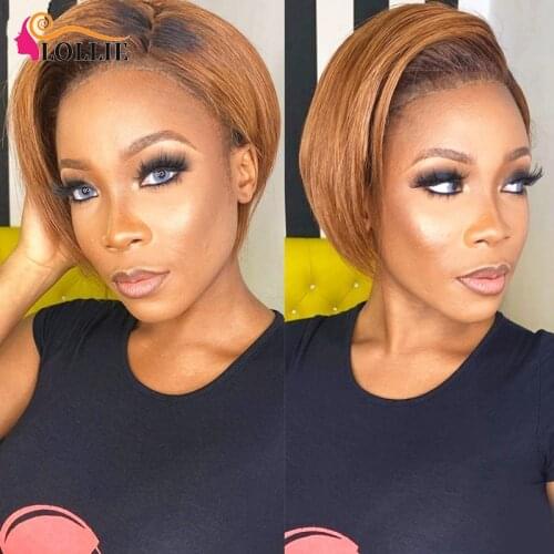 Short Pixie Cut Wig Human Hair Side Short Straight Bob Wig Part Lace Human Hair Wigs Brazilian For Black Women With Free Sh